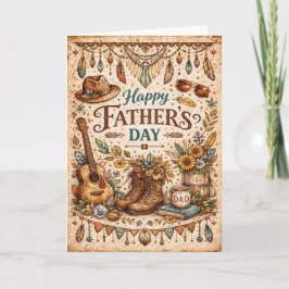 Boho Rustic Americana Fathers Day シーズンカード