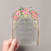 Boho Rustic Arch Western Watercolor Roses Wedding アクリル招待状 (インサイチュ (ポータブル))