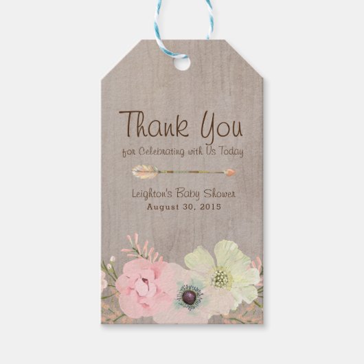 Boho Rustic BabyまたはBridal Shower Favorタグ ギフトタグ (正面)