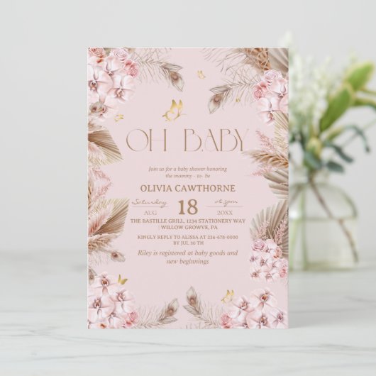 Boho Rustic Baby Shower Invitation 招待状 (スタンド正面)