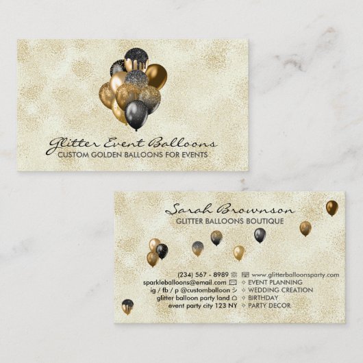 Boho rustic Balloon Decoration 名刺 (正面/裏面)