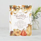 Boho Rustic Bow Coquette fall pumpkin birthday  招待状 (スタンド正面)