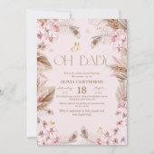 Boho Rustic Dusty Pink Baby Shower Invitation 招待状 (正面)