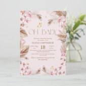 Boho Rustic Dusty Pink Baby Shower Invitation 招待状 (スタンド正面)