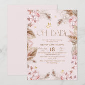 Boho Rustic Dusty Pink Baby Shower Invitation 招待状 (正面/裏面)