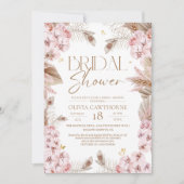 Boho Rustic Dusty Pink Bridal Shower Invitation 招待状 (正面)