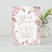 Boho Rustic Dusty Pink Bridal Shower Invitation 招待状 (スタンド正面)