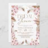 Boho Rustic Dusty Pink Bridal Shower Invitation 招待状 (正面/裏面)
