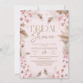 Boho Rustic Dusty Pink Bridal Shower Invitation 招待状 (正面)