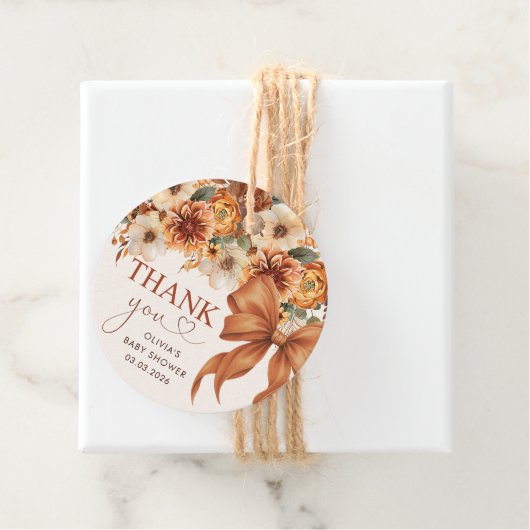 Boho Rustic Fall Floral Baby Shower フェイバータグ (インサイチュ)