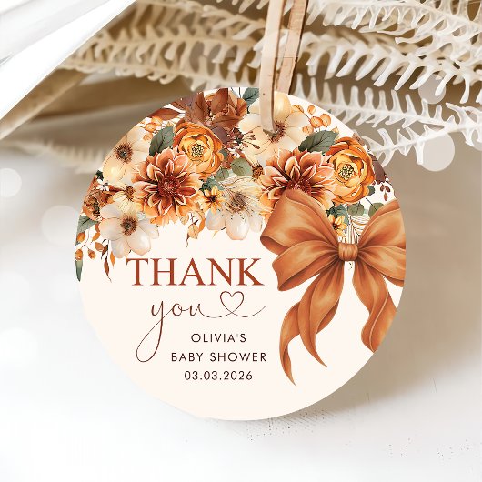 Boho Rustic Fall Floral Baby Shower フェイバータグ