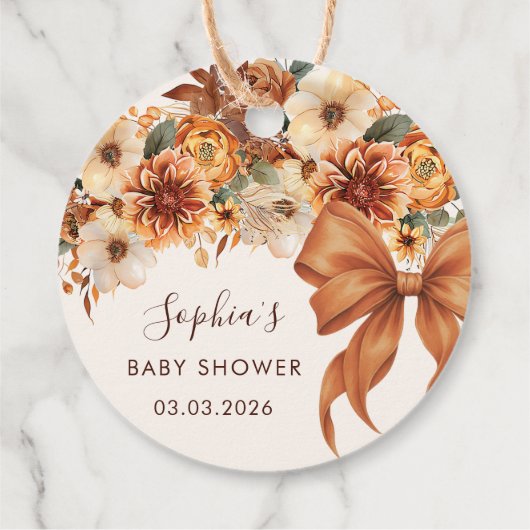 Boho Rustic Fall Floral Baby Shower フェイバータグ (裏面)