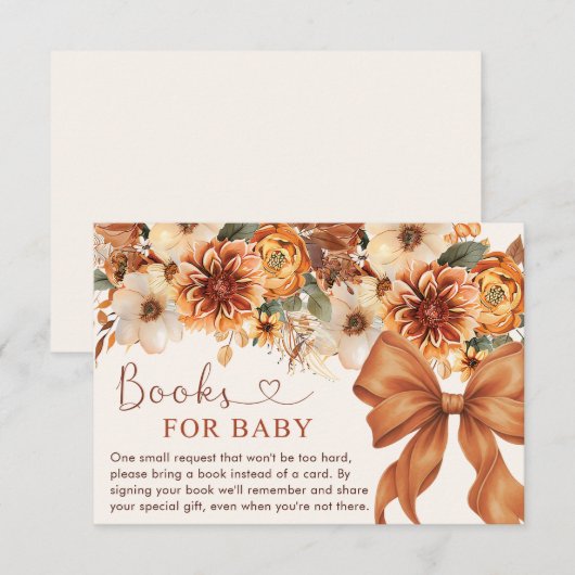 Boho Rustic Fall Floral Baby Shower Party エンクロージャーカード (正面/裏面)