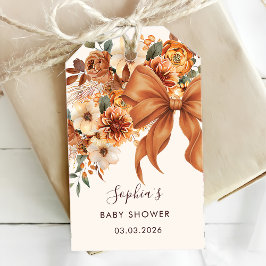 Boho Rustic Fall Floral Baby Shower Party ギフトタグ
