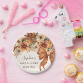 Boho Rustic Fall Floral Baby Shower Party ペーパープレート (パーティー)