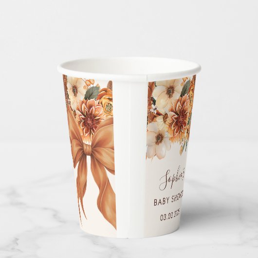 Boho Rustic Fall Floral Baby Shower Party 紙コップ (右)