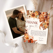 Boho Rustic Fall Floral Baby Shower Thank You Card 招待状