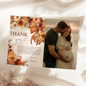 Boho Rustic Fall Floral Baby Shower Thank You Card 招待状