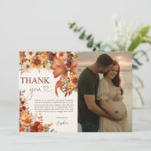 Boho Rustic Fall Floral Baby Shower Thank You Card 招待状 (スタンド正面)
