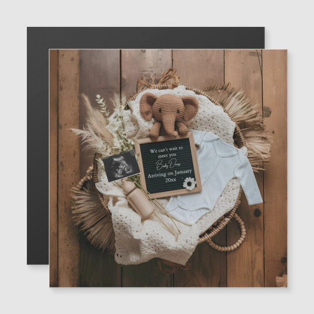 boho rustic pregnancy announcement card (正面/裏面)