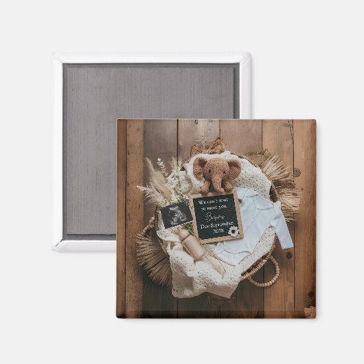 boho rustic pregnancy announcement keepsake  マグネット (正面/裏面)