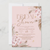 Boho Rustic Rose Pink Bridal Shower Invitation 招待状 (正面)
