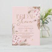 Boho Rustic Rose Pink Bridal Shower Invitation 招待状 (スタンド正面)