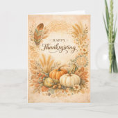 Boho Rustic Thanksgiving Pumpkin Harvest カード (正面)