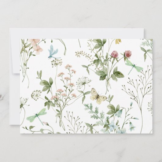 Boho Rustic Wildflowers Photo Baptism Invitation 招待状 (裏面)