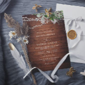 Boho Rustic Wood Greenery Elegant QR Code Wedding 招待状