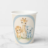 Boho Safari Animal Dusky Blue Cute Baby Shower 紙コップ (裏面)