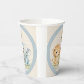 Boho Safari Animal Dusky Blue Cute Baby Shower 紙コップ (左)