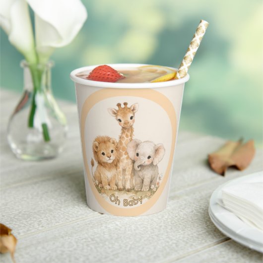 Boho Safari Animal Earthy Neutral Cute Baby Shower 紙コップ (インサイチュ)