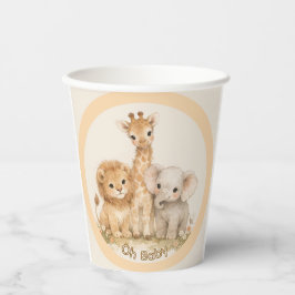 Boho Safari Animal Earthy Neutral Cute Baby Shower 紙コップ