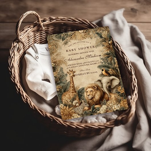 Boho Safari Animals Baby Shower 招待状