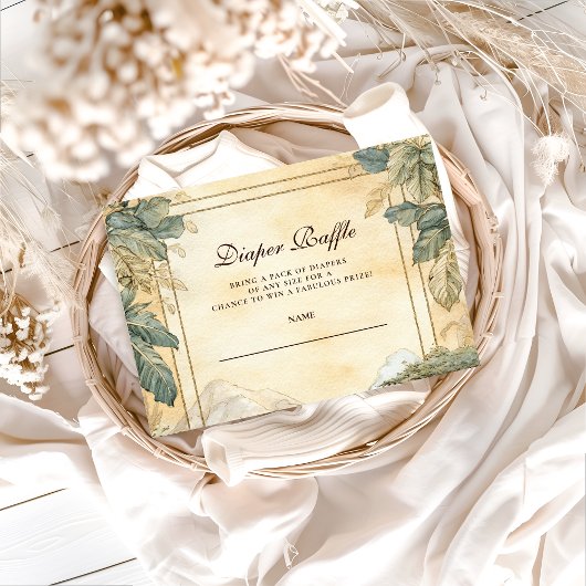 Boho Safari Animals Baby Shower Diapper Raffle エンクロージャーカード