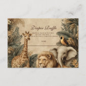 Boho Safari Animals Baby Shower Diapper Raffle エンクロージャーカード (正面)