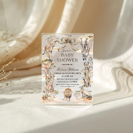 Boho Safari Animals Gender Neutral Baby Shower アクリル招待状