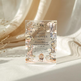 Boho Safari Animals Gender Neutral Baby Shower アクリル招待状