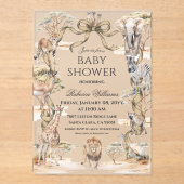 Boho Safari Animals Gender Neutral Baby Shower アクリル招待状 (正面)