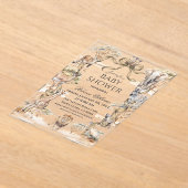 Boho Safari Animals Gender Neutral Baby Shower アクリル招待状 (レイダウン)