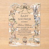 Boho Safari Animals Gender Neutral Baby Shower アクリル招待状 (正面)