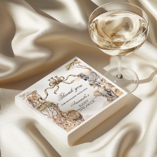 Boho Safari Animals Gender Neutral Baby Shower スタンダードカクテルナプキン