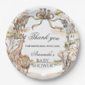 Boho Safari Animals Gender Neutral Baby Shower ペーパープレート (正面)