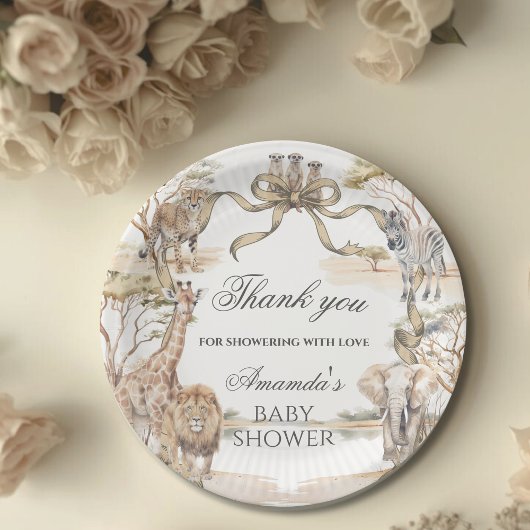 Boho Safari Animals Gender Neutral Baby Shower ペーパープレート