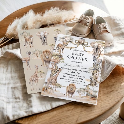 Boho Safari Animals Gender Neutral Baby Shower 招待状