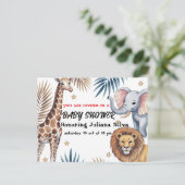 Boho Safari Baby Shower Invite - Pastel Animals ポストカード (スタンド正面)