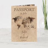 Boho Safari Leopard Wedding Passport World Map 招待状 (正面)