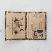 Boho Safari Leopard Wedding Passport World Map 招待状 (内部)