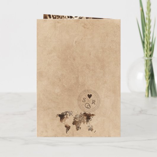 Boho Safari Leopard Wedding Passport World Map 招待状 (裏面)